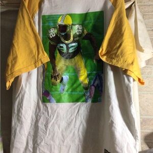Men's Short Sleeve Raglan Football Graphic Tee - Yellow/White